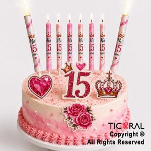 KIT DECO TORTA MIS 15 (12 UNIDADES)